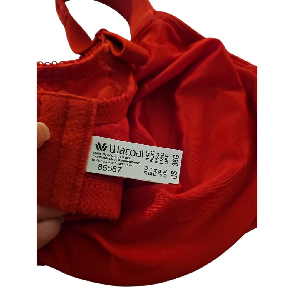 Wacoal 85567 Awareness Full Coverage Unlined Underwire Bra US Size 36G Red new - Picture 6 of 7